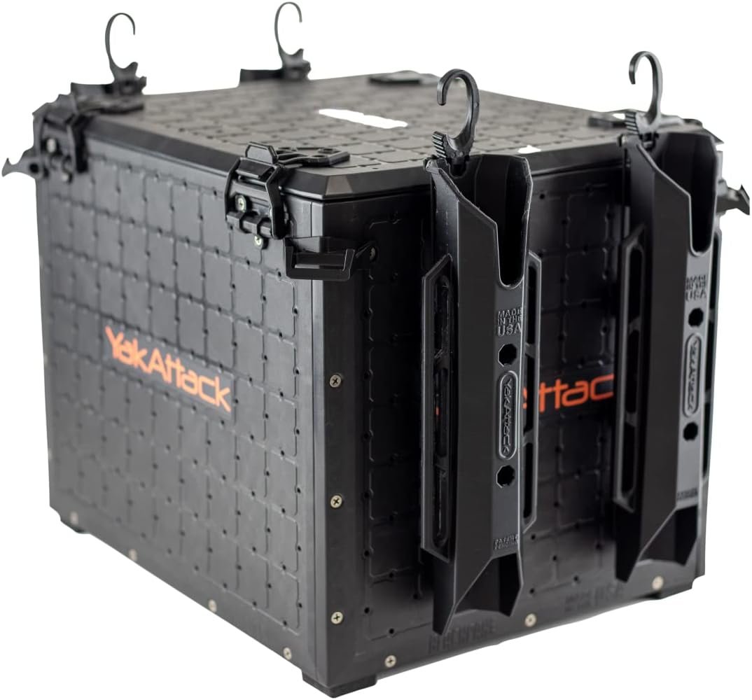YakAttack BlackPak Pro 13″ x 16″ Kayak Fishing Crate with 4 Rod Holders – Black | Tackle Storage Box & Gear Organizer for Kayaks | Lightweight, Durable & Customizable Marine Accessory | Made in USA