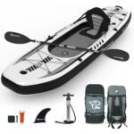 TIGERXBANG 10.2'x35''x8'' Inflatable Kayak with Detachable Seat, SUP-Kayak Set Includes Hand Pump/Aluminum Oar/Backpack, Boat for Adults/Youth | for Fishing, Touring
